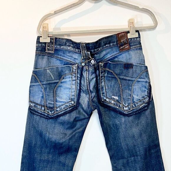 Miss 60 Sixty Rare 90’s Italian Jeans wrap Pockets Distressed Womens Size 28/31 - Picture 5 of 13